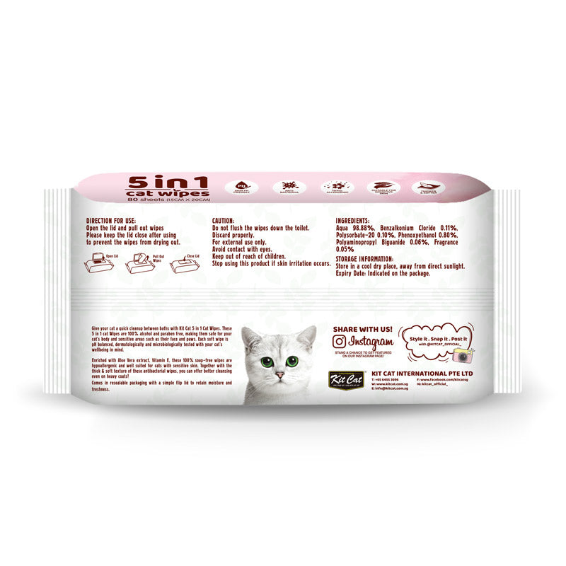 Kit Cat 5-in-1 Cat Wipes ALOE VERA