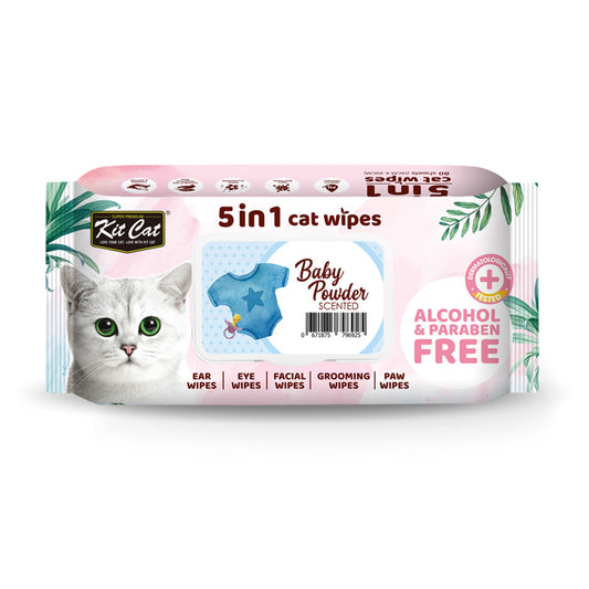 Kit Cat 5-in-1 Cat Wipes BABY POWDER