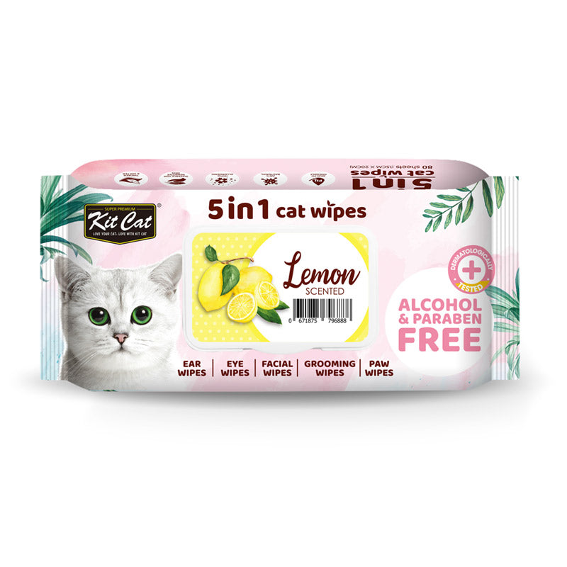 Kit Cat 5-in-1 Cat Wipes Lemon