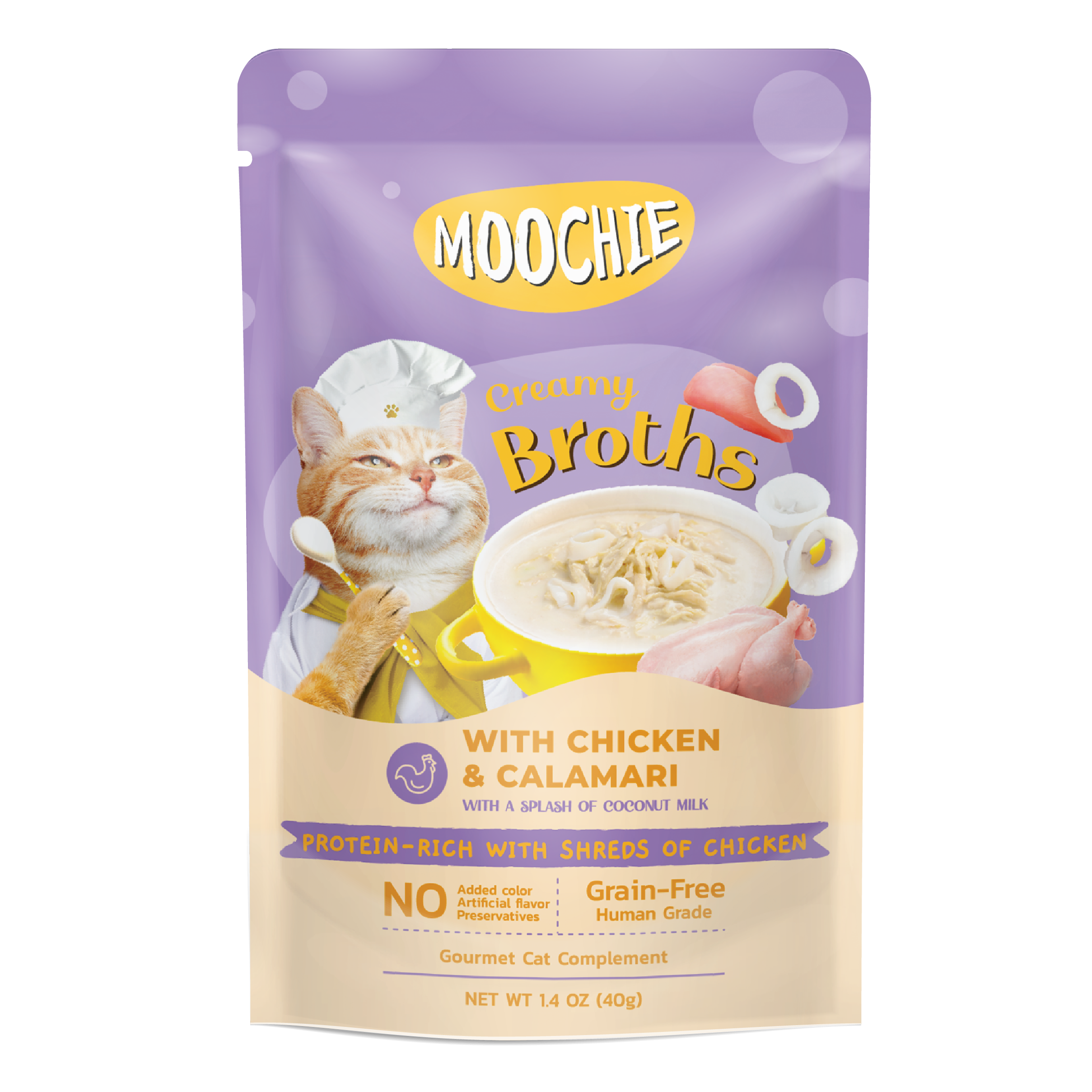 MOOCHIE KITTEN CREAMY BROTH WITH CHICKEN & CALAMARI 40g Pouch