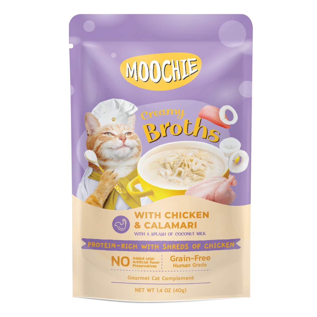 MOOCHIE KITTEN CREAMY BROTH WITH CHICKEN & CALAMARI 40g Pouch
