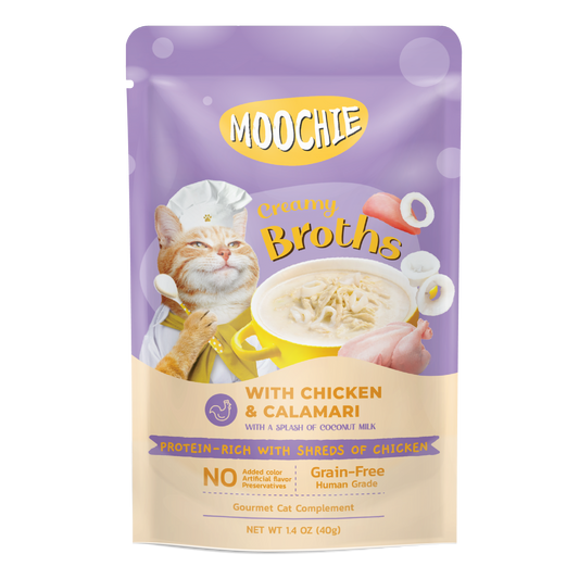 MOOCHIE KITTEN CREAMY BROTH WITH CHICKEN & CALAMARI 40g Pouch