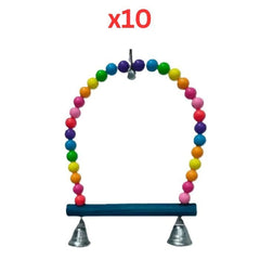 PETS CLUB PLASTIC AND WOODEN BIRD TOY WITH BEEDS & BELL H-20 CM, W- 17 CM