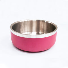 Saluki Stainless Steel Double Wall Dog Bowls - Maroon, 350 ML
