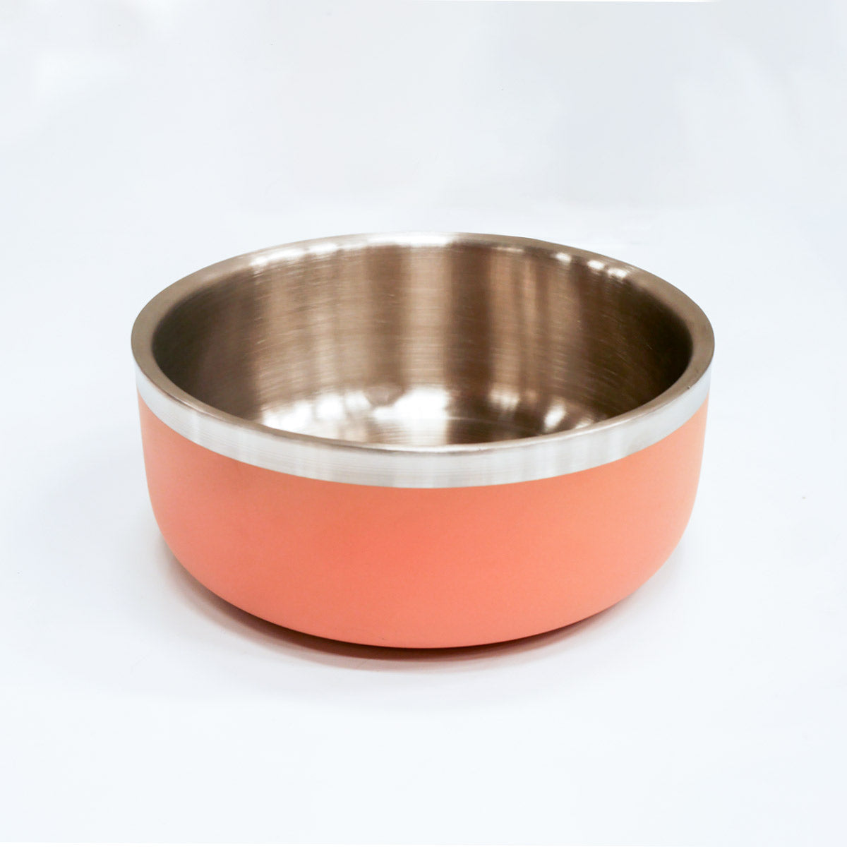 Saluki Stainless Steel Double Wall Dog Bowls - Peach, 700 ML
