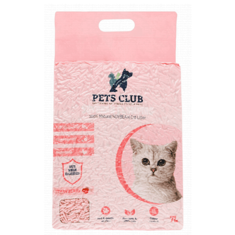 PETS CLUB SOYA BEAN CLUMPING CAT LITTER-STRAWBERRY -7L (2.5 Kg)