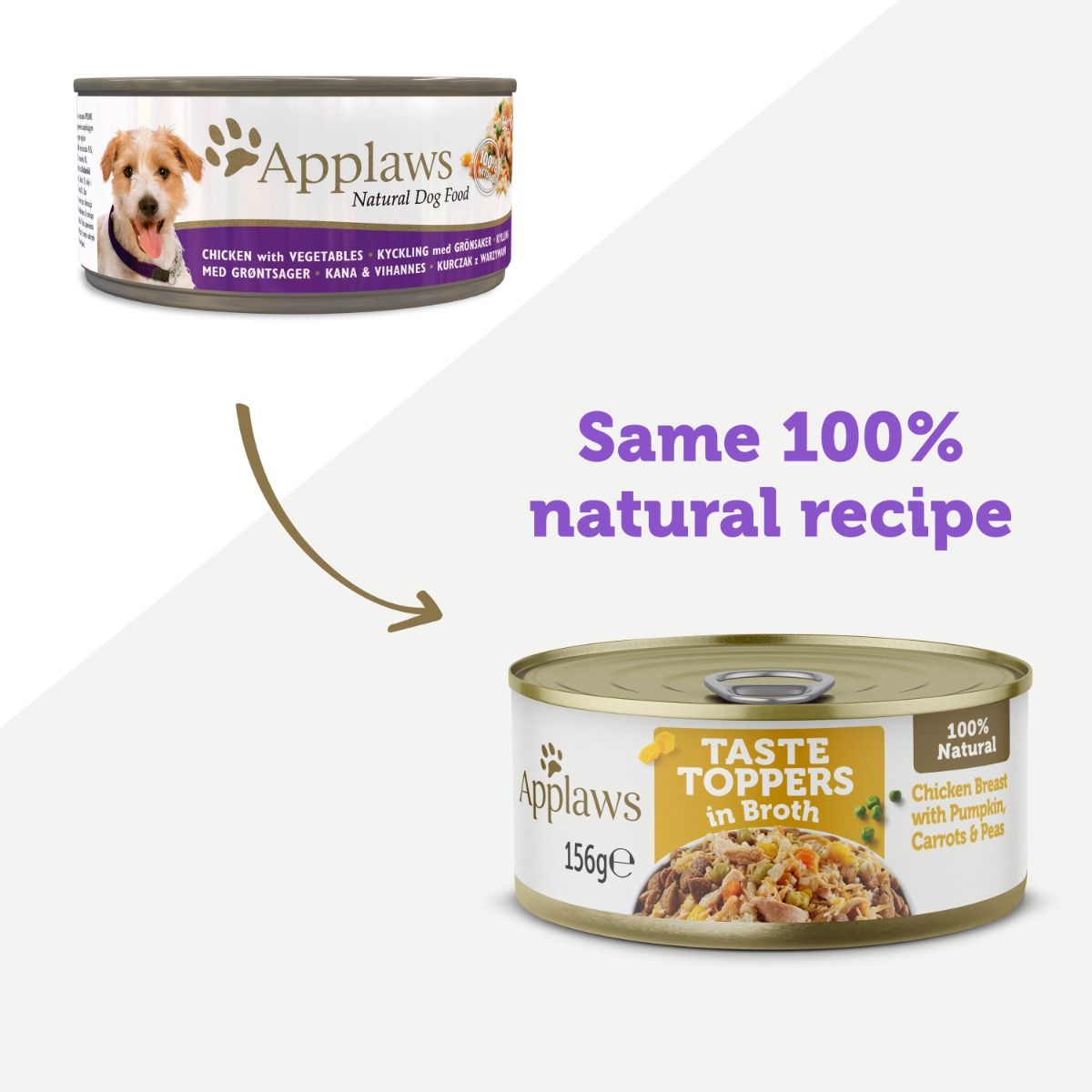 Applaws Topper in Broth Chicken with Veg Dog Tin 156g