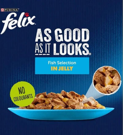 Purina Felix As Good As It Looks Doubly Delicious Fish Selection Wet Cat Food with Seafood in Jelly 12*85g