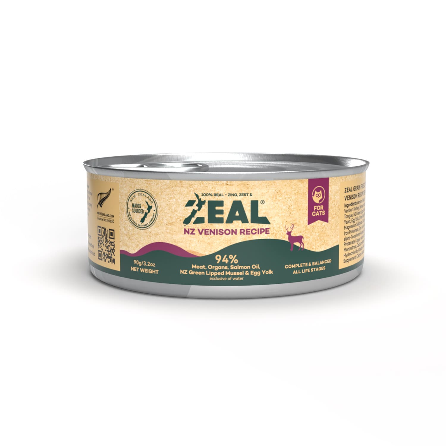 Zeal Grain Free Can Cat Food 90g – (Venison )